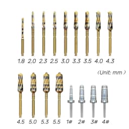 17Pcs/Set Dental Osseodensification Bur Drills, Ridge Expansion Bone Cutting Drills for Surgical, Dentistry Implant Tools