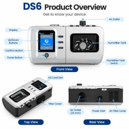 Resoxy DS6 Auto CPAP Machine 28dB Low Noise Automatic Pressure Adjustment Device Heated with SD-card For Home Travel Sleeping