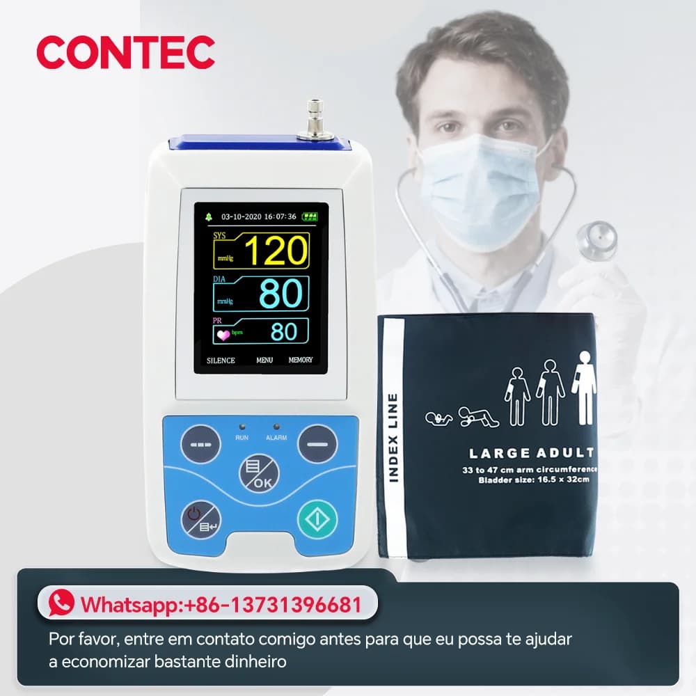 CONTEC ABPM50 24Hours Dynamic NIBP Holter Upper Arm Digital Blood Pressure Monitor with PC Software Adult Cuff/Large Adult Cuf