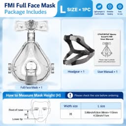 Resoxy FMI CPAP Full Face Mask Adjustable Forehead Double-Layer Medical Silicon Headgear Quick Release for Sleep Apnea Snoring