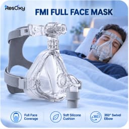 Resoxy FMI CPAP Full Face Mask Adjustable Forehead Double-Layer Medical Silicon Headgear Quick Release for Sleep Apnea Snoring