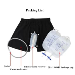 Urine Bag Shorts Male Reusable Walkable Silicone Funnel Pee Collector Catheter Urinary Incontinence Bedridden Elderly Supplies
