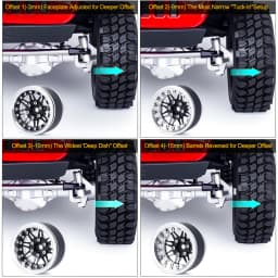 1.9" Aluminum Beadlock Wheels - Adjustable Offset Wheel Rims for 1/10 RC Crawler, Fits TRX4, Axial SCX10, Redcat GEN8, RC4WD D90