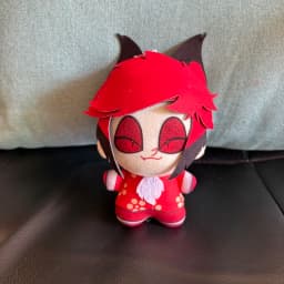 Super Cute 10cm Lovely Anime Animation Red Alastor Lucifer Morningstar Hazbin Hotel Plush Toys Funny Festival Gift Plushie Doll