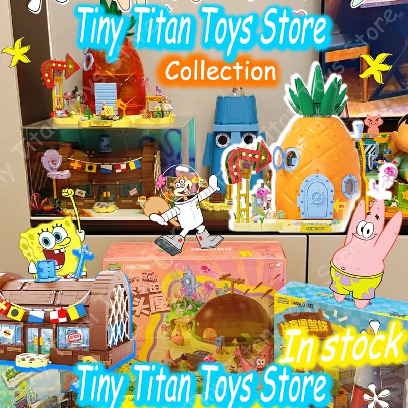 Areax Spongebob Sandy Patrick Star Squidward Tentacles Mr. Krabs Plankton Trendy Toy Building Blocks Hot Surprise Kids Fans Gift