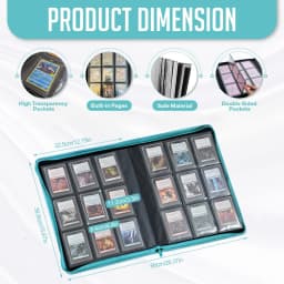 Toploader Binder, Holds 360 Top Loader, 9 Pocket Top Loader Binder for 3' X 4' Rigid Cards, Toploader Card Binder