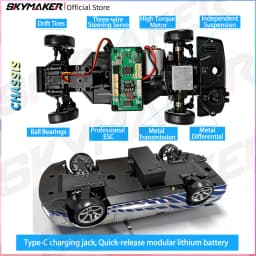 1/18 GTR R34 RWD RC Drift Car LDRC LD1899 2.4G ESP Gyro Alloy Metal Body LED Simulation Headlight Hobby RTR Racing RC Car Toy