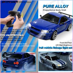 1/18 GTR R34 RWD RC Drift Car LDRC LD1899 2.4G ESP Gyro Alloy Metal Body LED Simulation Headlight Hobby RTR Racing RC Car Toy