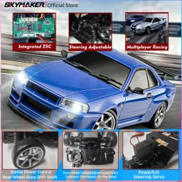 1/18 GTR R34 RWD RC Drift Car LDRC LD1899 2.4G ESP Gyro Alloy Metal Body LED Simulation Headlight Hobby RTR Racing RC Car Toy