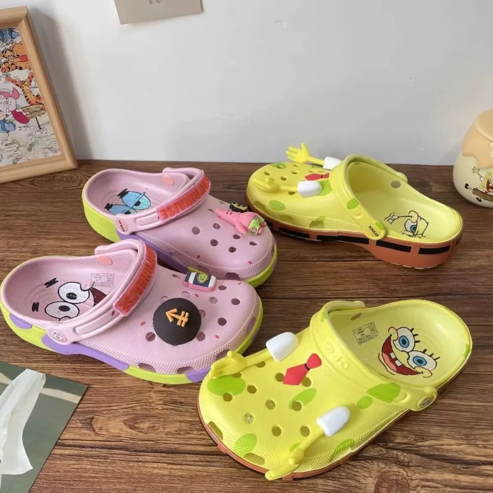 Anime SpongeBob Patrick Star Couple Cartoon Clogs Summer Beach Non-Slip EVA Closed Toe Comfort Ultra Cool New 2026 Sandals Gift