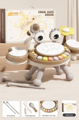 4 in 1 Kids Piano Toy with Xylophone Karaoke Microphone Drums Lights Musical Sensory Learning Educational Toy for 3Years Toddler