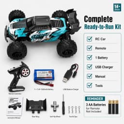 1:16 Brushless RC Car, Hobby Grade 4WD Remote Control Truck with 2840 4000KV Motor, Metal Drivetrain Parts, 2.4GHz 120m Control, LED Lights, Ready to Run Off Road RC Truck