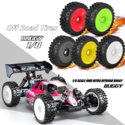 RC 1/8 Buggy Tires and Wheels 17mm Hex Rubber Off Road Tyres for 1:8 Buggy Truck Car HSP Kyosho MP10 VRX HPI Hobao ARRMA Typhon
