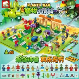 Plants Vs. Crazy Backyard Battle Building Set, DIY Assembly Model for Desktop Decor, Gift for Fans & Adults