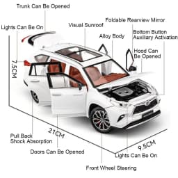 1:24 Scale Highlander RAV4 Toy Model Miniature Cars Alloy Diecast Sound Light Doors Opened Pull Back Shock Absorption Boys Gifts