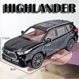 1:24 Scale Highlander RAV4 Toy Model Miniature Cars Alloy Diecast Sound Light Doors Opened Pull Back Shock Absorption Boys Gifts