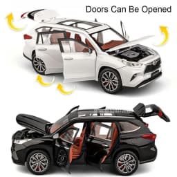 1:24 Scale Highlander RAV4 Toy Model Miniature Cars Alloy Diecast Sound Light Doors Opened Pull Back Shock Absorption Boys Gifts