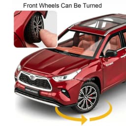 1:24 Scale Highlander RAV4 Toy Model Miniature Cars Alloy Diecast Sound Light Doors Opened Pull Back Shock Absorption Boys Gifts