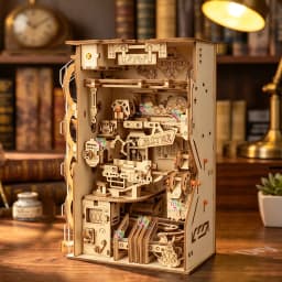 Ury 3D Wooden Puzzle Electric Track Device Marble Run Book Nook Set Counter Current Compass Model Ball Maze Assembly Gift