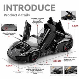 1/24 Maserati MC20 Cabrio Alloy Sports Car Model Diecast Metal Track Racing Car Vehicles Model Sound and Light Children Toy Gift