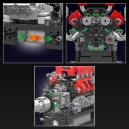 Mould King 10204 Technical Car Engine Toys The Motorized FE Sports Car V8 Engine Building Block Brick Kids Christmas Gift