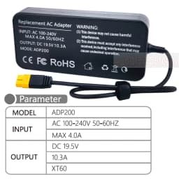 ToolKitRC ADP200 200W 4A Charger Power Supply Adapter DC19.5V 10.3A Supply XT60 Output Adapter for RC iSDT GTPower HotRC SkyRC