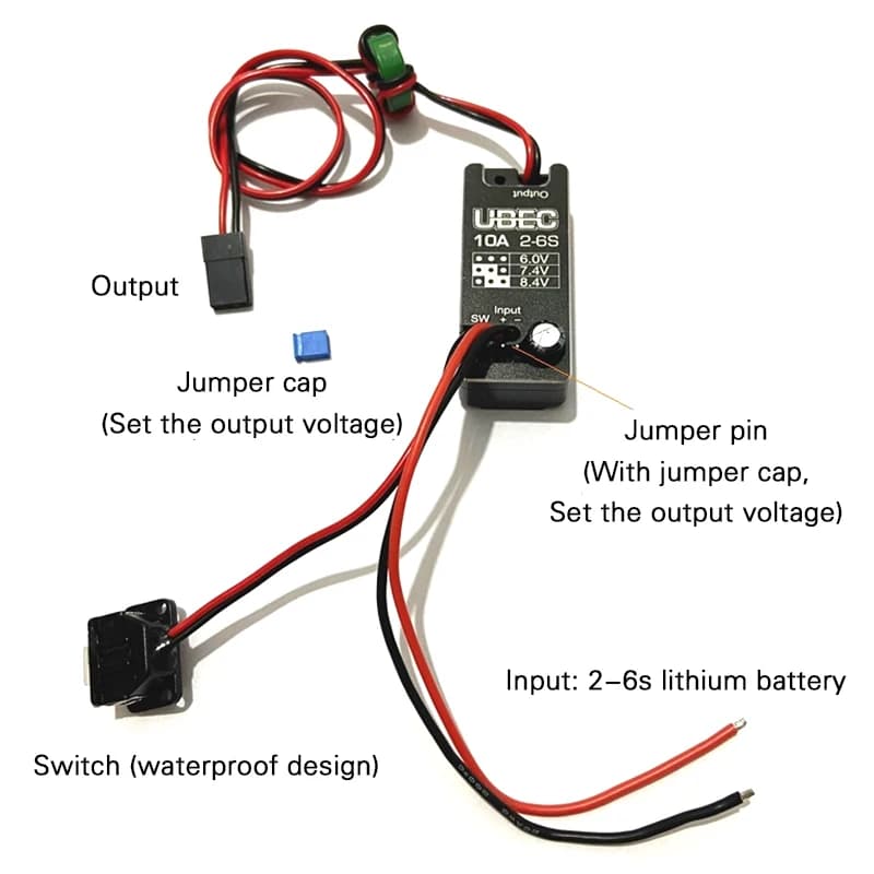 Hobbywing UBEC 10A Voltage Regulator Module Waterproof 2-6S 6 / 7.4 / 8.4V 10A Adjustable Metal Shell BEC For RC Car Parts