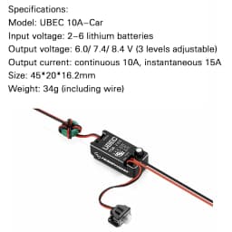 Hobbywing UBEC 10A Voltage Regulator Module Waterproof 2-6S 6 / 7.4 / 8.4V 10A Adjustable Metal Shell BEC For RC Car Parts