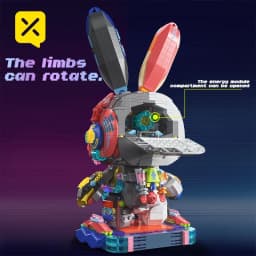 1377PCS Building Blocks LED Light Up Robot Rabbit Model Creative DIY Animal Kids Toy Gifts Adults Home Desk Decor Rabbit Bricks