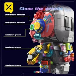 1377PCS Building Blocks LED Light Up Robot Rabbit Model Creative DIY Animal Kids Toy Gifts Adults Home Desk Decor Rabbit Bricks