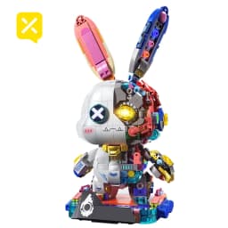 1377PCS Building Blocks LED Light Up Robot Rabbit Model Creative DIY Animal Kids Toy Gifts Adults Home Desk Decor Rabbit Bricks