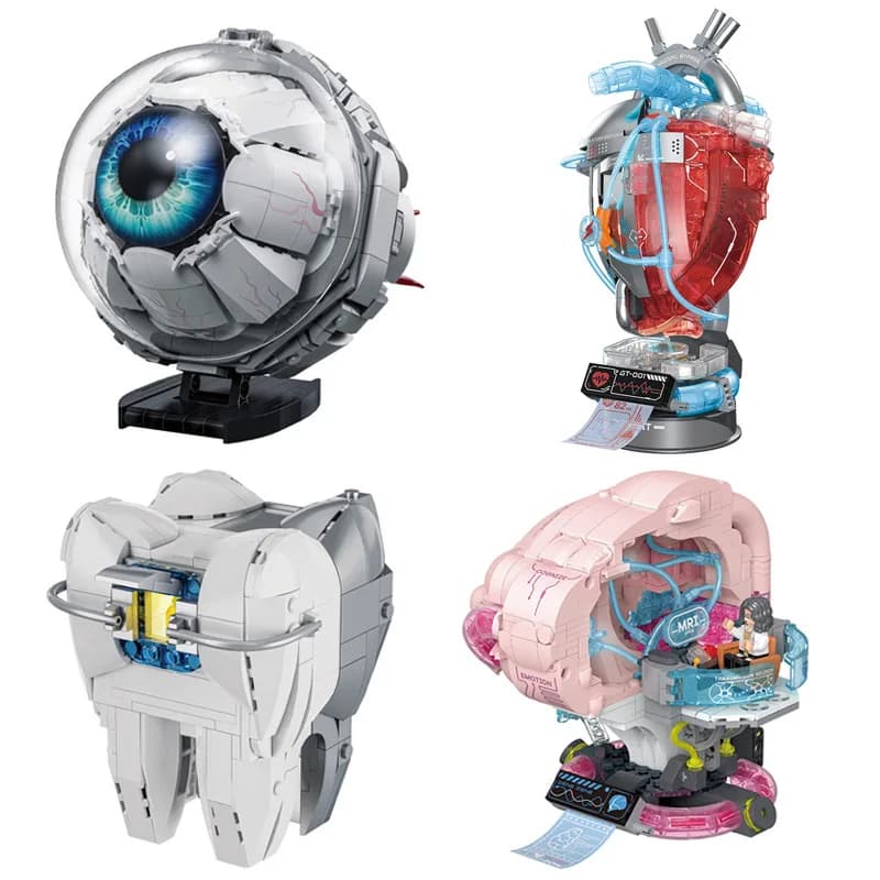 Creative Expert MOC Mechanical Tooth/Eye/Heart/Brain Building Blocks Oral Model Brick LED Educational Assembly Toys for Kid