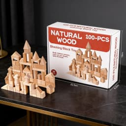 100 Pcs Beech Wooden Building Blocks Kids Formaldehyde-Free Large Size Anti-Swallowing Imagination Creative Construction Play