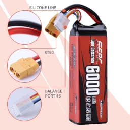 Sunpadow 6000mAh 4S Lipo Battery for 70C 14.8V with XT90 Plug Connector For RC Car Truck Tank Truggy Vehicle Buggy Hobby 2 Packs