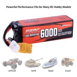 Sunpadow 6000mAh 4S Lipo Battery for 70C 14.8V with XT90 Plug Connector For RC Car Truck Tank Truggy Vehicle Buggy Hobby 2 Packs