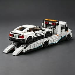 City Series Sprinter Modified Trailer 8-Compartment Race Car Transport Truck Building Blocks Toy Cars Car Models Trucks