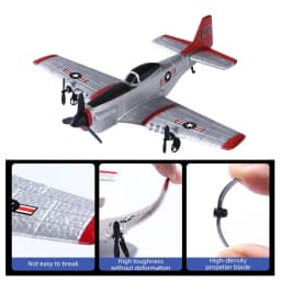 P51 Mustang EPP Foam RC Fixed Wing Fighter Plane With LED Lights 2.4GHz Long Range Anti-Impact Lightweight Outdoor Glider Toy
