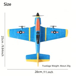 P51 Mustang EPP Foam RC Fixed Wing Fighter Plane With LED Lights 2.4GHz Long Range Anti-Impact Lightweight Outdoor Glider Toy