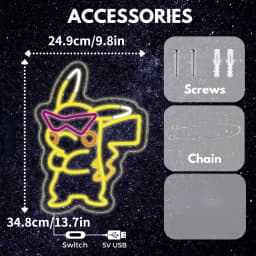 Cool Pikachu Neon Light Sign for Wall Decor USB Dimmable LED Neon Sign for Gaming Setup Boy Birthday Teen Room Anime Gifts