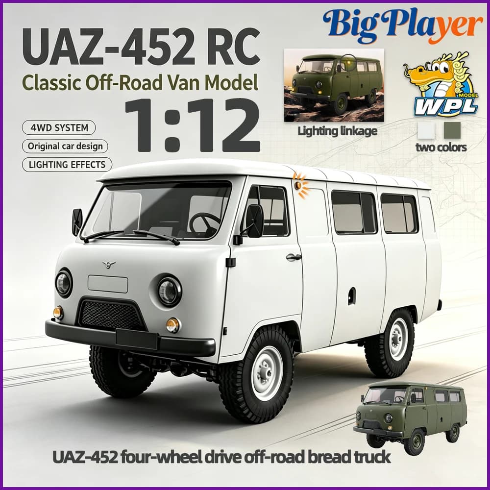 WPL C104 1:12 4WD UAZ‑452 Simulated Off‑Road Van Truck RC Car Electric Remote Control Model Toy for Boys Adults