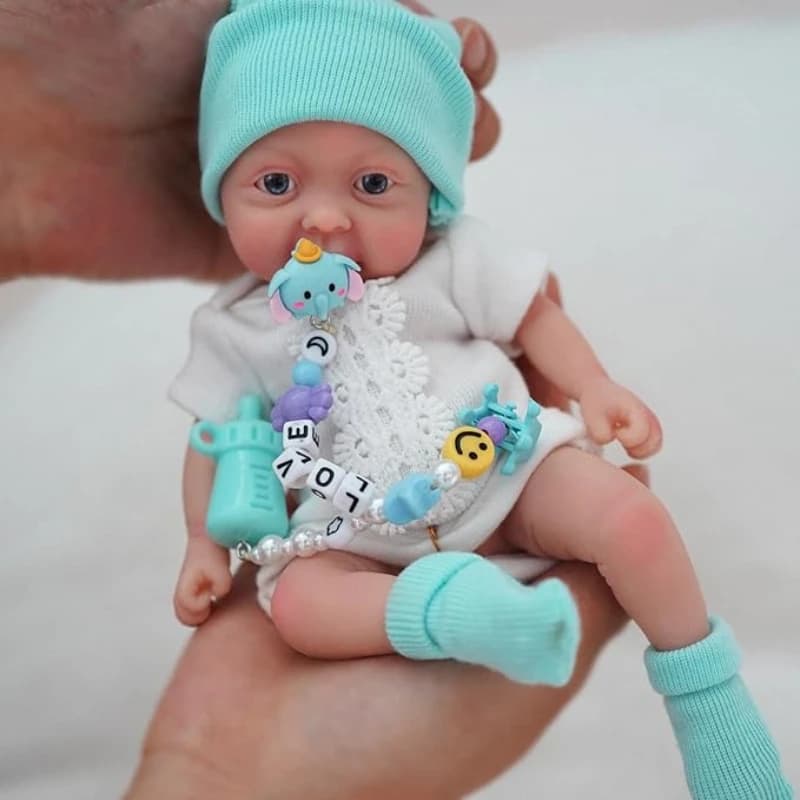 7" Micro Preemie Full Body Silicone Baby Sleeping Lifelike Mini Reborn Doll Surprice Children Anti-Stress