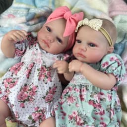 MRB 50CM LouLou Awake Twins Girl Reborn Baby Dolls Lifelike Vinyl Newborn 3D Skin Visible Veins DIY Toys For Girls
