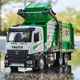 1:18 Electric Sanitation Garbage Truck Toy Cars Model Alloy Water Tanker Diecast Light Sound Vehicle Children's Educational Toys