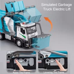 1:18 Electric Sanitation Garbage Truck Toy Cars Model Alloy Water Tanker Diecast Light Sound Vehicle Children's Educational Toys