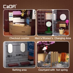 Cada Japanese Sushi HouseBricks Shop LED Japanese Steamed Bun House Building Blocks Summer Cafe Cada Toy Street View Series Set