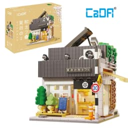 Cada Japanese Sushi HouseBricks Shop LED Japanese Steamed Bun House Building Blocks Summer Cafe Cada Toy Street View Series Set