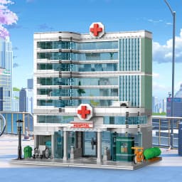 City Hospital Toy Building Set with LED Lighting, Compatible with Lego, Modular Three-Story Architecture Set for Adults, Gift Id