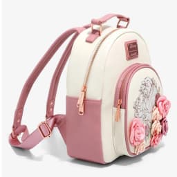 Beauty & Beast Princess Belle Flowers White Pink Wallet Mini Backpack