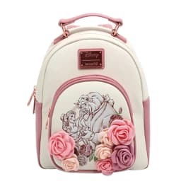 Beauty & Beast Princess Belle Flowers White Pink Wallet Mini Backpack