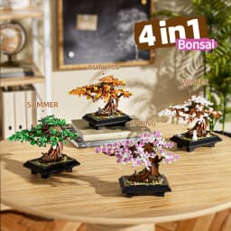 Gobricks MOC Four Season Flower Tree Bricks Model Spring Summer Autumn Winter Bonsai Tree Home Decoration Building Blocks Toys